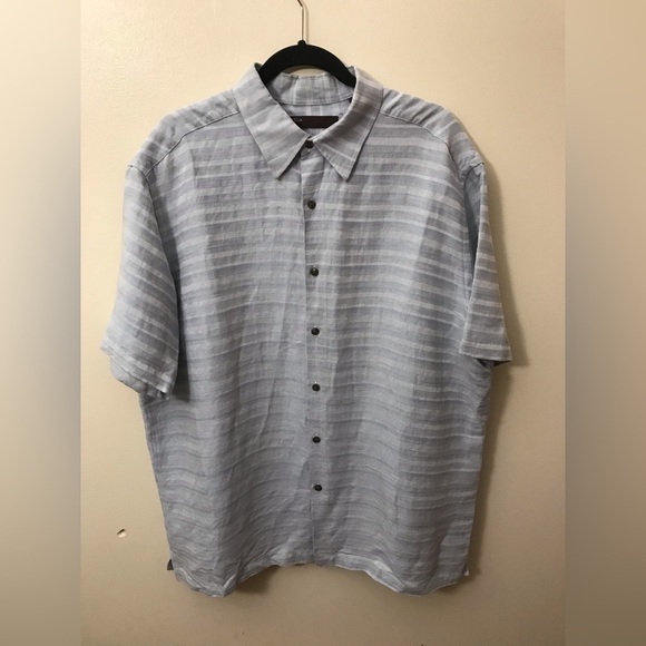 Perry Ellis Mens Linen Plaid Lightweight Short Sleeve Button Up Shirt Size XL - Picture 2 of 12